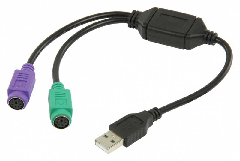 USB 2.0 A Stecker zu 2x PS/2 Buchse Kabel 0,30 m